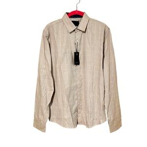 NWT Day & Age Plaid Button Up Shirt Size Small Tan Cotton Blend